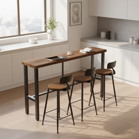 Table carrée en bois rembourrée de cuir écologique moderne, avec structure en métal et mousse haute densité, ensemble de table de restaurant ou de bar pour quatre personnes