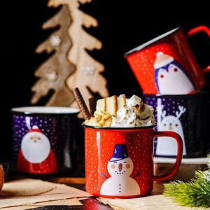 High Quality <b>Cheap</b> Snowman Pattern Stoneware Ceramic Eco-friendly Dishwasher Microwave Safe Milk Coffee Mug White Dots Charming - Product Image 2