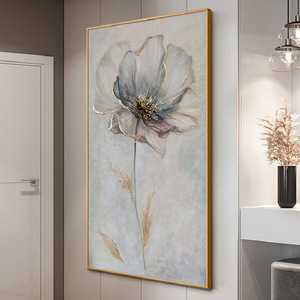 Hand Painted Oil Painting Flower Modern Light Luxury Vertical <b>Wall</b> Art Metal <b>Frame</b> For Hallway Corridor Decor - Product Image 3