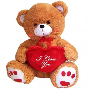 定制情人节礼物大泰迪熊我爱你毛绒白色软泰迪熊红色心脏
