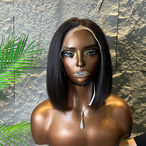 SDD Peluca Bob Corta de Cabello <span class=keywords><strong>Humano</strong></span> con Encaje Frontal HD, Peluca Frontal de Encaje Liso Extremo, Venta al por Mayor de Pelucas Bob para Mujeres Negras - Product Image 1