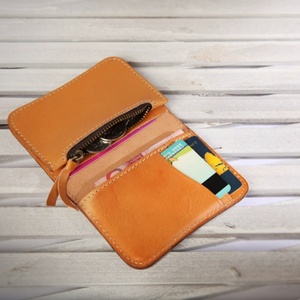 2025 New Handmade Genuine Cowhide <b>Leather</b> Card Holder Vegetable <b>Tanned</b> with Mist Wax Original Coin <b>Purse</b> Design - Product Image 5