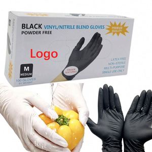 Food Grade Black Synthesis Vinyl Nitrile Blend Disposable Gloves Custom Logo Household Gloves for Cooking Cleaning <b>Tattoo</b> Work - Product Image 1
