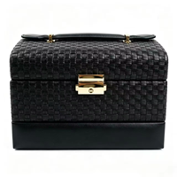 Valise en cuir LG7320 avec serrure à combinaison, miroir, coiffeuse rectangulaire, grande capacité, boîte de rangement pour bijoux, design élégant