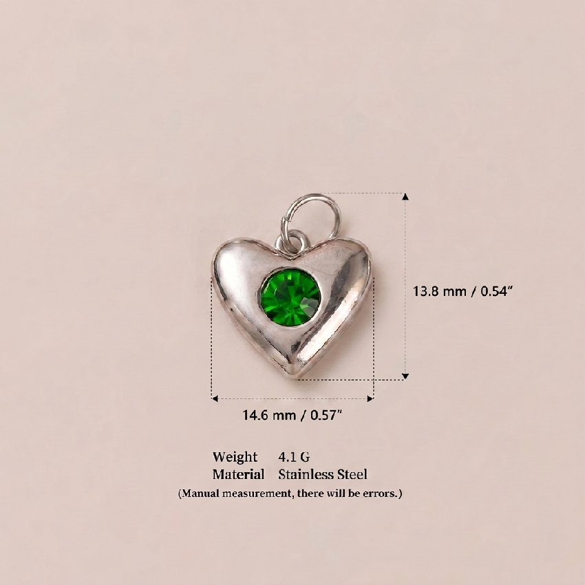 Green Gem Heart Charm