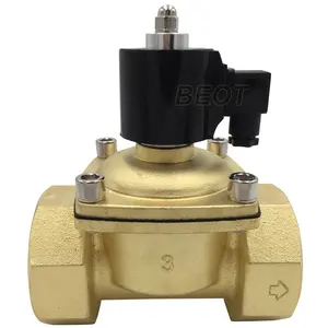 Válvula Solenoide de agua de latón con conector DIN, 2 vías, 3 pulgadas, tipo 2W800-80