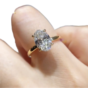 แหวนแต่งงานทรงวงรีเงินแท้ 925 ยี่ห้อ J&C ประดับเพชร HPHT CVD ขนาด 1 กะรัต ได้รับการรับรองจาก IGI สำหรับผู้หญิง - Product Image 2