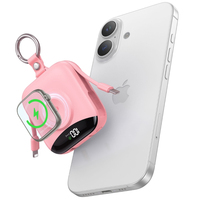 Batterie externe portable 10000mAh, charge rapide 22.5W, 2 câbles intégrés, porte-clés, écran LED, voyage, pour iOS, Android, montre connectée