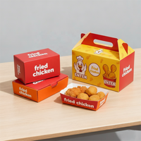 Boîte à Gable en Papier Personnalisée Boîte à Poulet Frit Coréen Boîtes en Carton pour Emballage de Poulet Frit avec Poignées