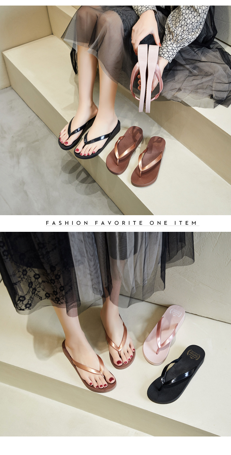 Wedges Flip Flops Women Summer Beach PVC Shoes Fashion Thick Sole Clip Sandals