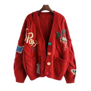 Cardigan d'hiver pour femme personnalisé OEM & ODM, pull jacquard tricoté, style décontracté, haut tricoté pour femme avec logo - Product Image 2