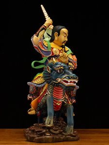 Statue en Cuivre Pur du Dieu du Tonnerre Yingyuan <span class=keywords><strong>de</strong></span> Neuf Jours, Puhua Tianzun, avec Gravure, Lei Gong Nanji, Changsheng, l'<span class=keywords><strong>Empereur</strong></span> monté sur un animal - Product Image 4
