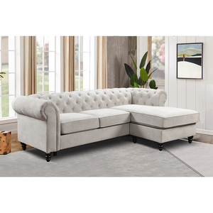 Divano Componibile a L in Tessuto di Lino Beige, Intercambiabile Destra-Sinistra, Produzione Diretta Tianhang - Product Image 3