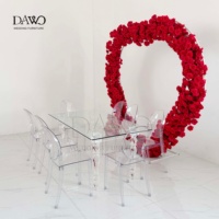 Mesa Ovalada de Alta Gama para Recepción de Bodas con Soporte de Cuentas Doradas y Superficie de Vidrio Negro para Decoración de Bodas