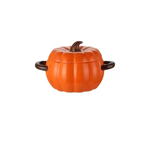 Pot à soupe en céramique moderne et créatif, design élégant, grand bol à nouilles en forme d'escargot, pot à soupe en forme de citrouille à double anse, couvercle au design créatif - Product Image 3