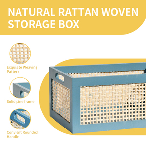 Sang Trọng Tinh Tế Công Suất Lớn Gỗ Thông Lưu Trữ Hộp, Khung Gỗ Mây Lưu Trữ Giỏ, Đồ Lặt Vặt Lưu Trữ Hộp Với Tay Cầm Tròn - Product Image 6