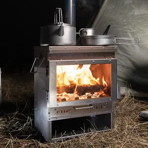 Portable Wood Burning <strong>Stove</strong> Outdoor Camping <strong>Hot</strong> <strong>Tent</strong> <strong>Stoves</strong> for Heating Cooking Barbecue With Chimney Camping Accessories - Product Image 3