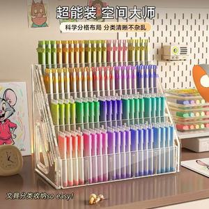 Acrylic Pen Holder With Compartments Desktop Storage Organizer For Office Supplies Marker Paintbrush Holder Square Plastic 3 4 - Product Image 1