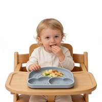 Assiette à dîner divisée en forme d'arc-en-ciel LED de haute qualité pour la diversification alimentaire, design mignon, avec ventouse, résistante à la chaleur