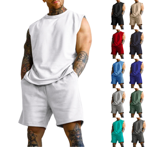 Men's Summer Sleeveless Shorts Sports Casual Solid Color Breathable Two-piece <b>Set</b> custom made <b>set</b> for men - Product Image 2