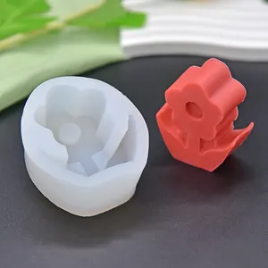 Großhandel Design niedliche Karikatur Blume Form Rechteck 3D handgemachte Seife DIY Silikon Kerze Formen