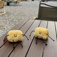 Porte-clés en peluche amusant en forme de beurre de dessin animé, pendentif de sac en peluche doux et moelleux avec visages souriants et membres flexibles, idéal pour ornement et cadeau quotidien