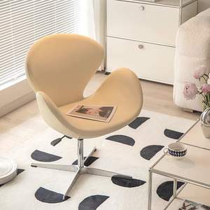 Silla Moderna Swan de Tela Blanca Giratoria para Sala de Estar, Oficina o Reuniones - Product Image 2