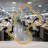 Collier chaîne à maillons ovales plaqué or prêt à être expédié, bijoux de mode en acier inoxydable pour femmes, accessoires en gros