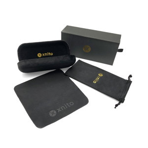 Fabricant de boîtes d'emballage personnalisées pour lunettes noires et brunes, étui rigide pour lunettes avec chiffon en microfibre, service de logo OEM - Product Image 6