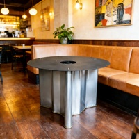 Base de table en métal rainuré de style industriel, résistante à l'usure, avec plaque de montage ronde pour table de maison et de bureau