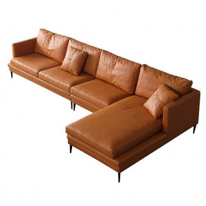 Italian Minimalist Top Grain Leather L Shaped Corner <b>Sofa</b> Down Filled Light Luxury Leather <b>Sofa</b> For <b>Small</b> Living Room - Product Image 2