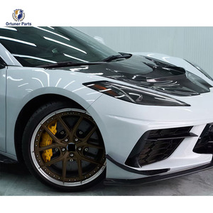 Carbone sec pour <span class=keywords><strong>Corvette</strong></span> C8 <span class=keywords><strong>Z1</strong></span> Pare-chocs avant Lèvres Splitter Jupes Spoiler Diffuseur Capot Capot à visser Montage universel - Product Image 4