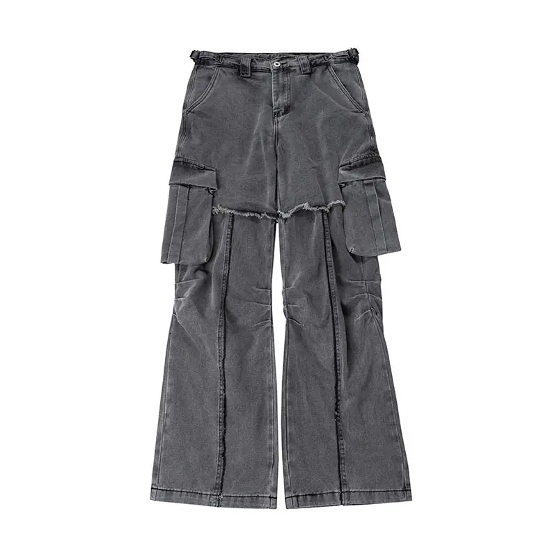 Pantaloni cargo 3D pocket jeans per uomo di alta moda design irregolare di nicchia