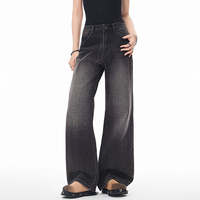Pantalon en jean délavé style rétro américain pour homme - Coupe droite ample noire de haute qualité