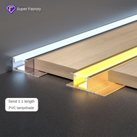 Profilé de finition linéaire en aluminium encastré pour panneau mural, bande LED, canal pour bande lumineuse, transition carrelage placage bois