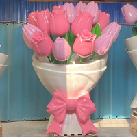 Sculpture moderne personnalisée en fibre de verre pour l'extérieur, grande œuvre d'art florale pour la décoration de la cour de villa et du jardin