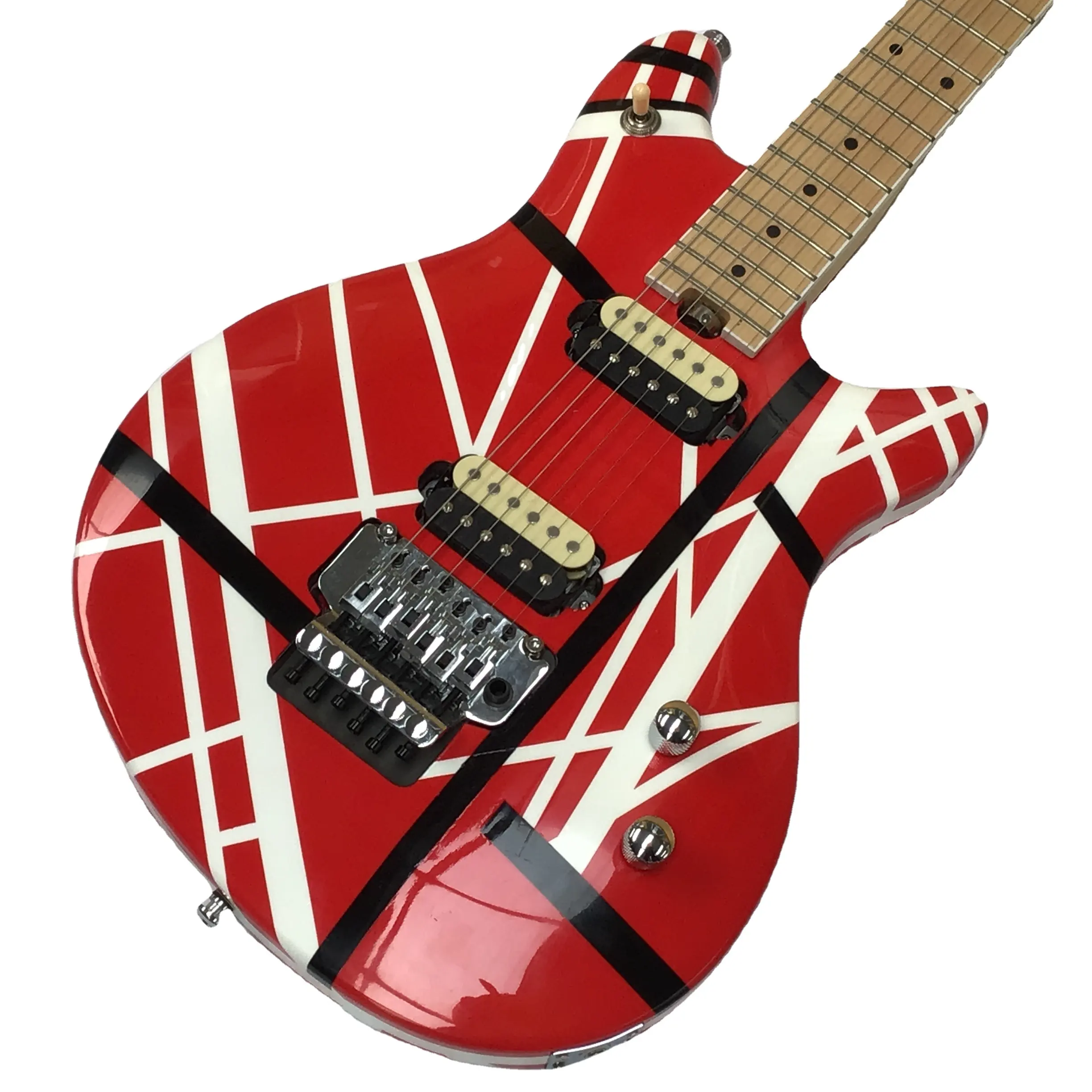 Edwa.d Ed.ieVanHalen chitarra elettrica rossa Franken nera strisce bianche nave libera