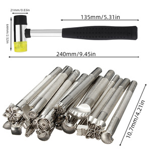 QY <b>Leather</b> <b>Punch</b> <b>Tool</b> Set 20-Piece With 25Mm Hammer For DIY <b>Leather</b> Crafting And Printing - Product Image 3
