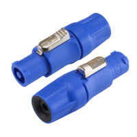 Connecteur Powercon 20A 250V AC en cuivre argenté bleu, prise et fiche d'alimentation verrouillables à 3 broches pour l'éclairage et l'audio de scène