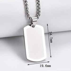 1PC Collier pendentif en acier inoxydable, plaqué argent, or ou noir, avec plaque vierge, pour homme et femme - Product Image 5