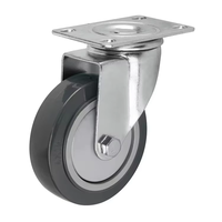 Roulettes pivotantes de style américain de 3 pouces avec plaque supérieure pivotante en PU gris et double roulement à billes, roulettes pivotantes de 75 mm
