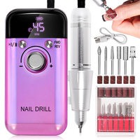 Machine à ongles électrique sans fil portable pour ongles en acrylique et gel, 45000 tr/min, lime électrique rechargeable avec base de charge