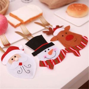 Santa Reindeer <b>Christmas</b> New Year Eco-Friendly Non-Woven Fabrics Pocket Fork Knife Cover Cutlery Holder Bag Home Decoration - Product Image 1