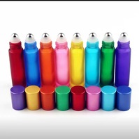 Flacons à bille vides pour huiles essentielles 10 ml en verre coloré, rechargeables, pour produits de beauté et de soins personnels