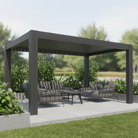 Nouveau modèle de gazebo bioclimatique motorisé en aluminium écologique avec portes coulissantes automatiques et clôture d'intimité pour balcon, cour arrière, patio