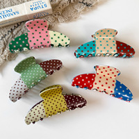 Pince à cheveux coréenne multicolore à pois en acétate, élégante et mignonne, pince requin tendance pour femmes