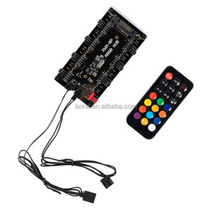<span class=keywords><strong>PWM</strong></span> & ARGB LED Controller <span class=keywords><strong>Hub</strong></span> 8 Ports 12V <span class=keywords><strong>4Pin</strong></span> Fan & 5V 3Pin AURA Wireless IR Remote Adapter PMMA Case and Magnetic Standoff - Product Image 1