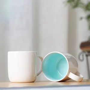 Canecas de cerâmica feitas à mão 8 oz, logotipo personalizado moderno japonês para chá e café com alça