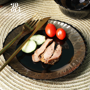 Juego de vajilla de ópalo negro de estilo indio, vajilla de lujo para el hogar, platos y cuencos de vidrio con decoración dorada, juego de cena de ópalo, 33 Uds. - Product Image 5