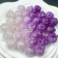 Perles en résine UV à changement de couleur en forme de patte de chat et de patte d'ours, pour bracelets DIY, chaînes de téléphone et perles d'espacement, vente en gros, couleurs assorties